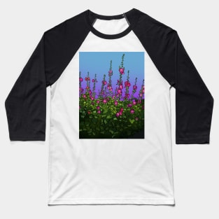 Summer Hollyhocks Baseball T-Shirt